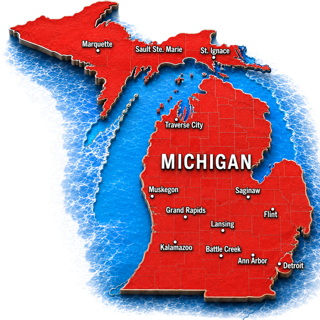 Map of Michigan — statewide coverage
